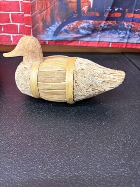 Vintage straw duck decoy